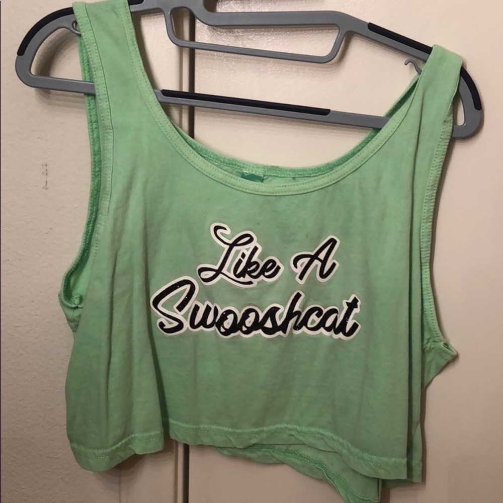 Green cheer athletics swooshcats crop top